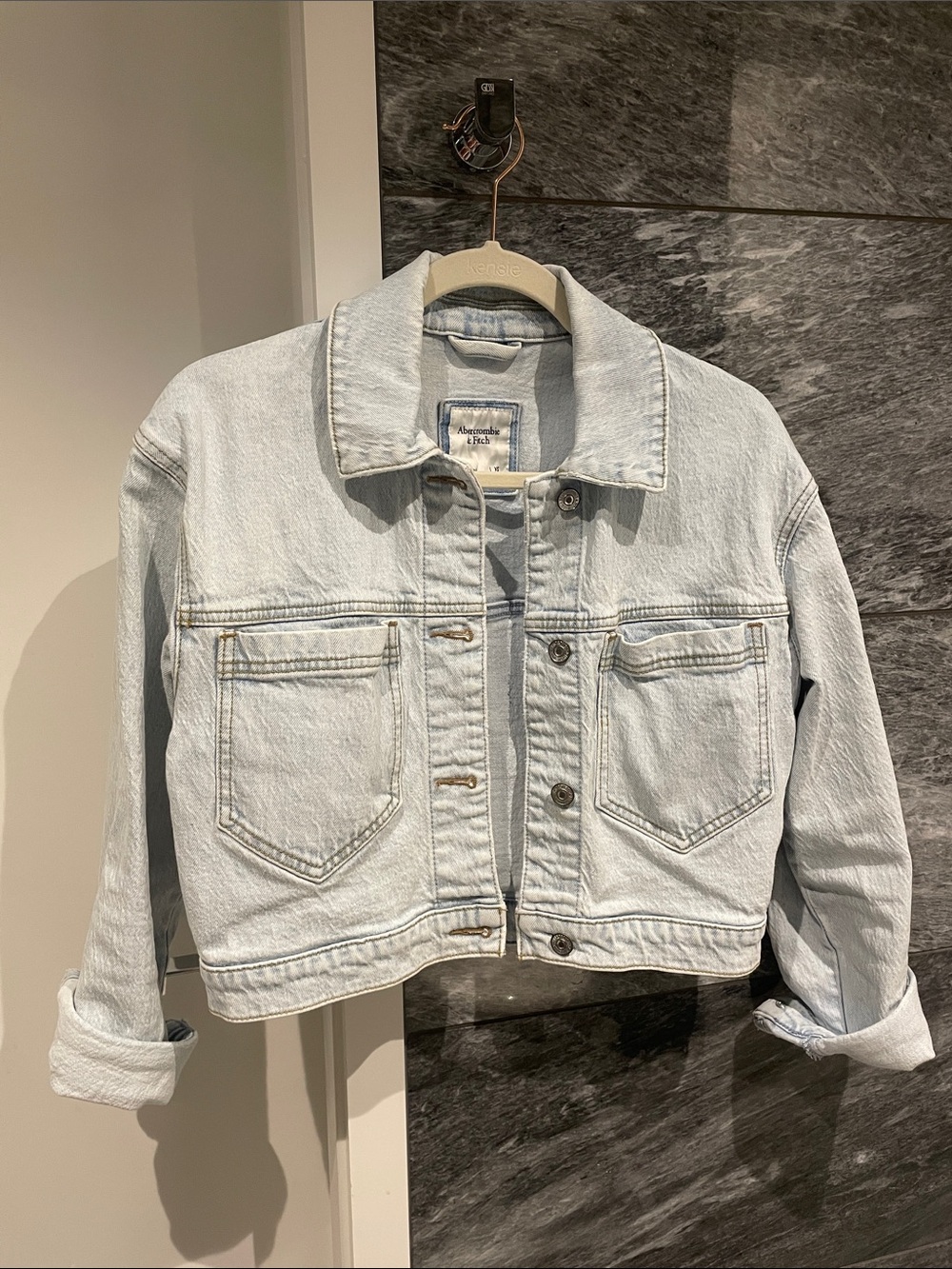 Abercrombie & Fitch Light Wash Cropped Denim Jacket